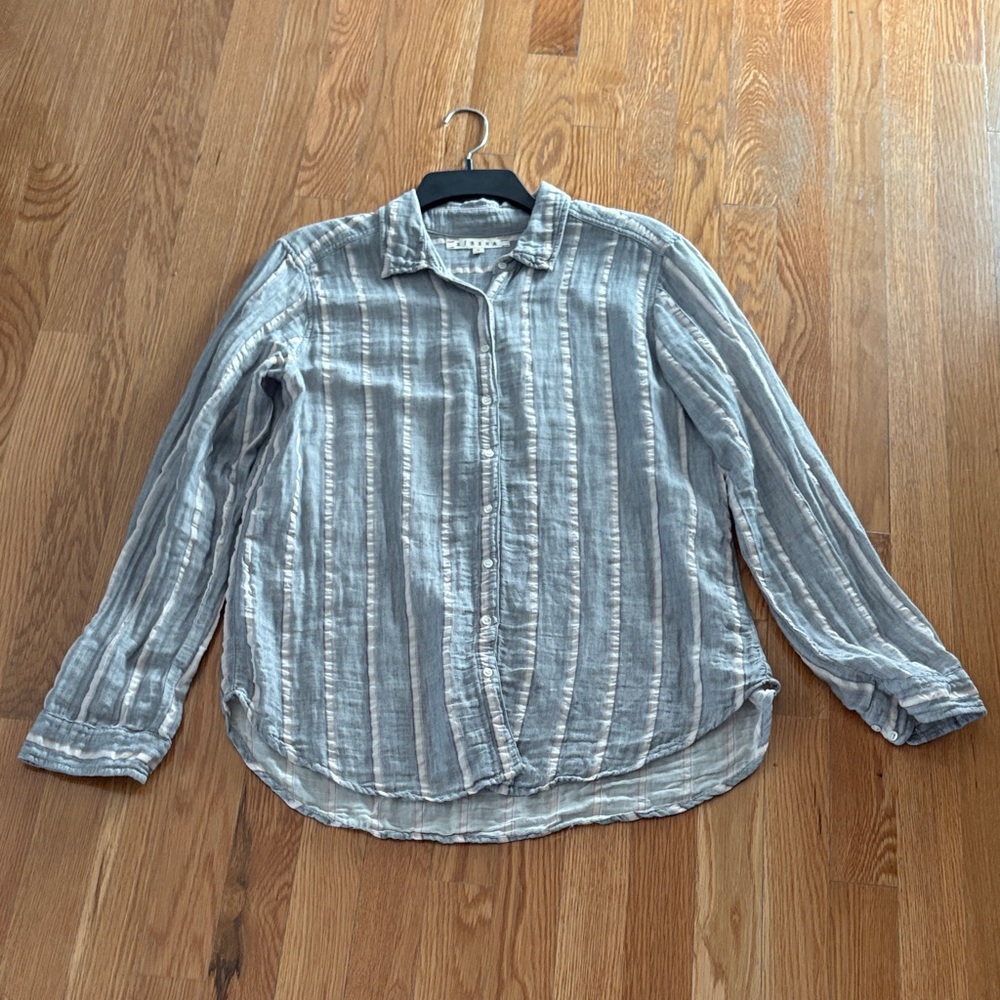 Xirena Striped Button Shirt Top Collared Small